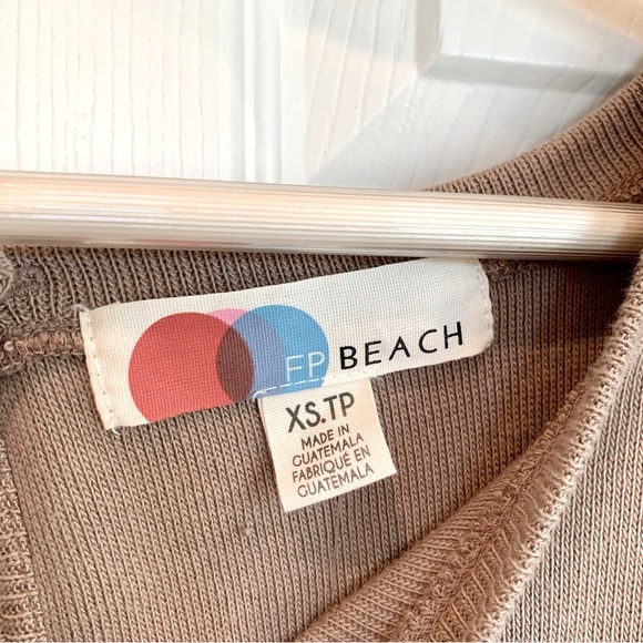 FREE PEOPLE Taupe Brown Pelican Knit Open-Back Sweatshirt Romper - Picture 4 of 5